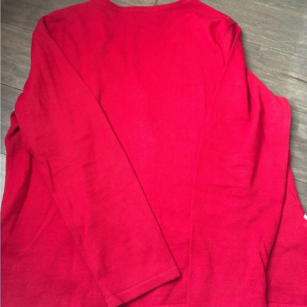 Mercer Street Studio Festive Red Cardigan with Cream Snowflakes Ugly Christmas